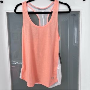 Under Armour Fitted Heat Gear Orange and White Tank Top Size L